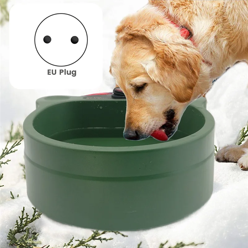 Heated Water Bowl For Dogs, Non-Freezing Outdoor Heated Dog Bowl, Winter Heated Pet Bowl For Cats, Chickens EU Plug 21X20x8cm-BE