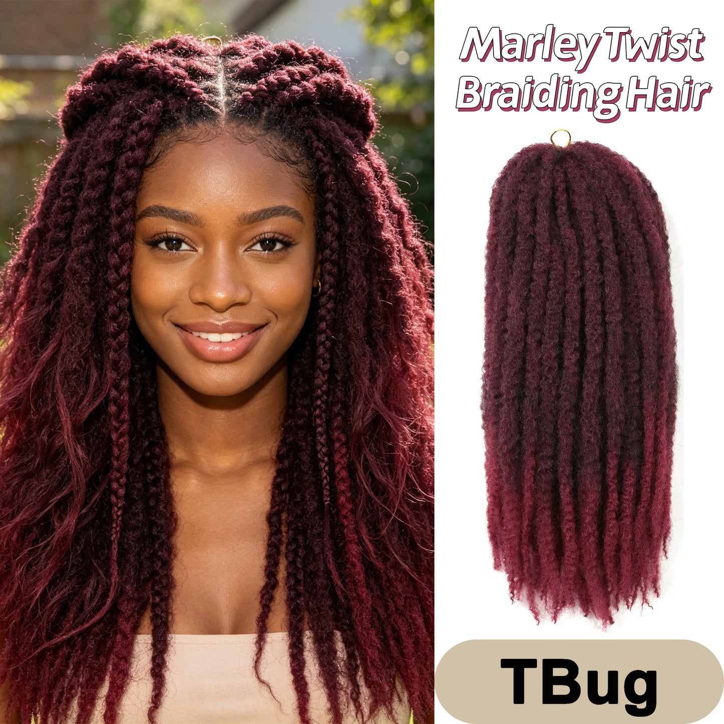 Marley Twist Braiding Hair Pre Stretched Ombre/Solid Colors Afro Kinky Curly Crochet Hair for Faux Locs Jumbo Marley Twists Hair