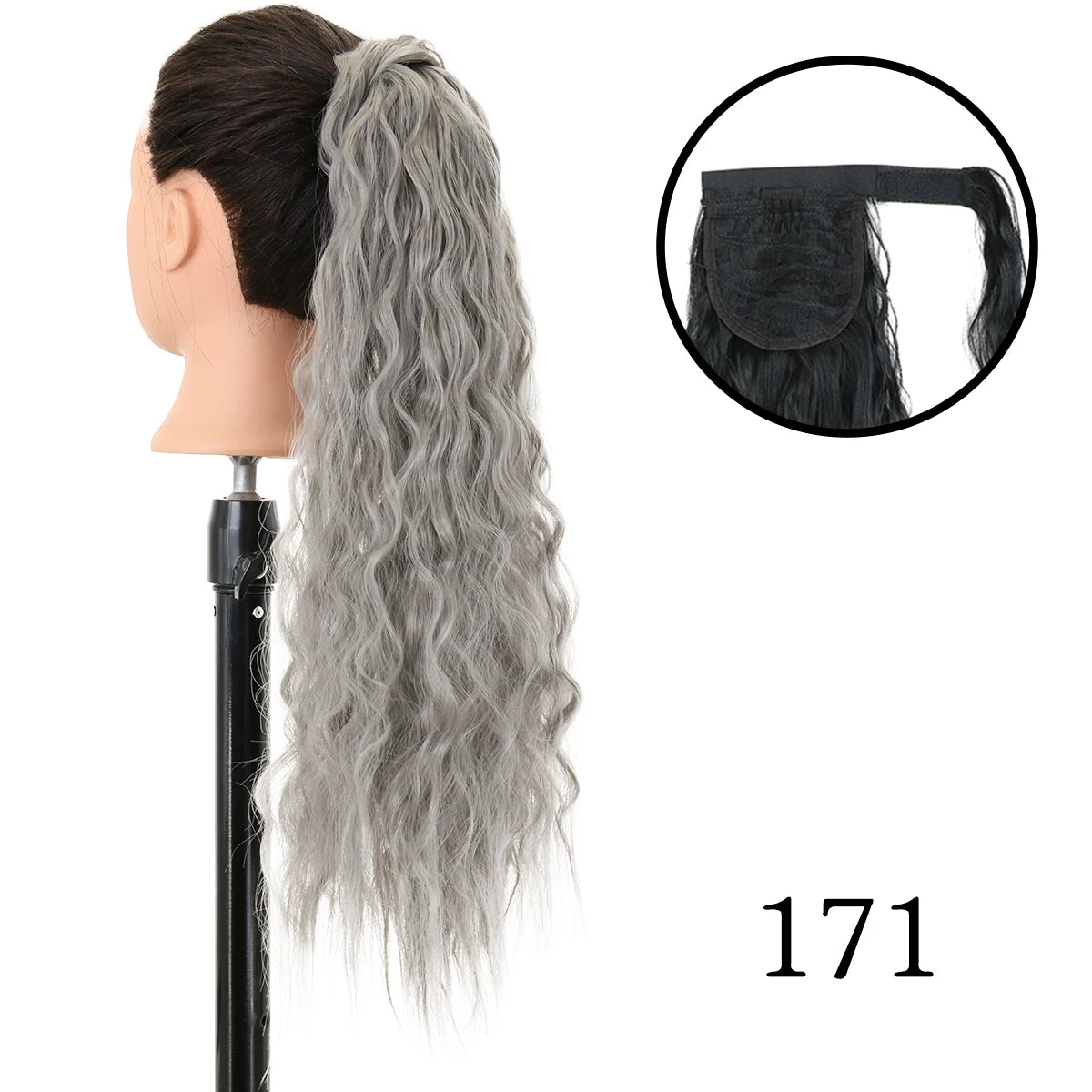 LANSA Synthetic Long Curly Ponytail Natural Puff Wrap Around Clip In Ponytails Hair Extensions Black Brown Ponytail For Women