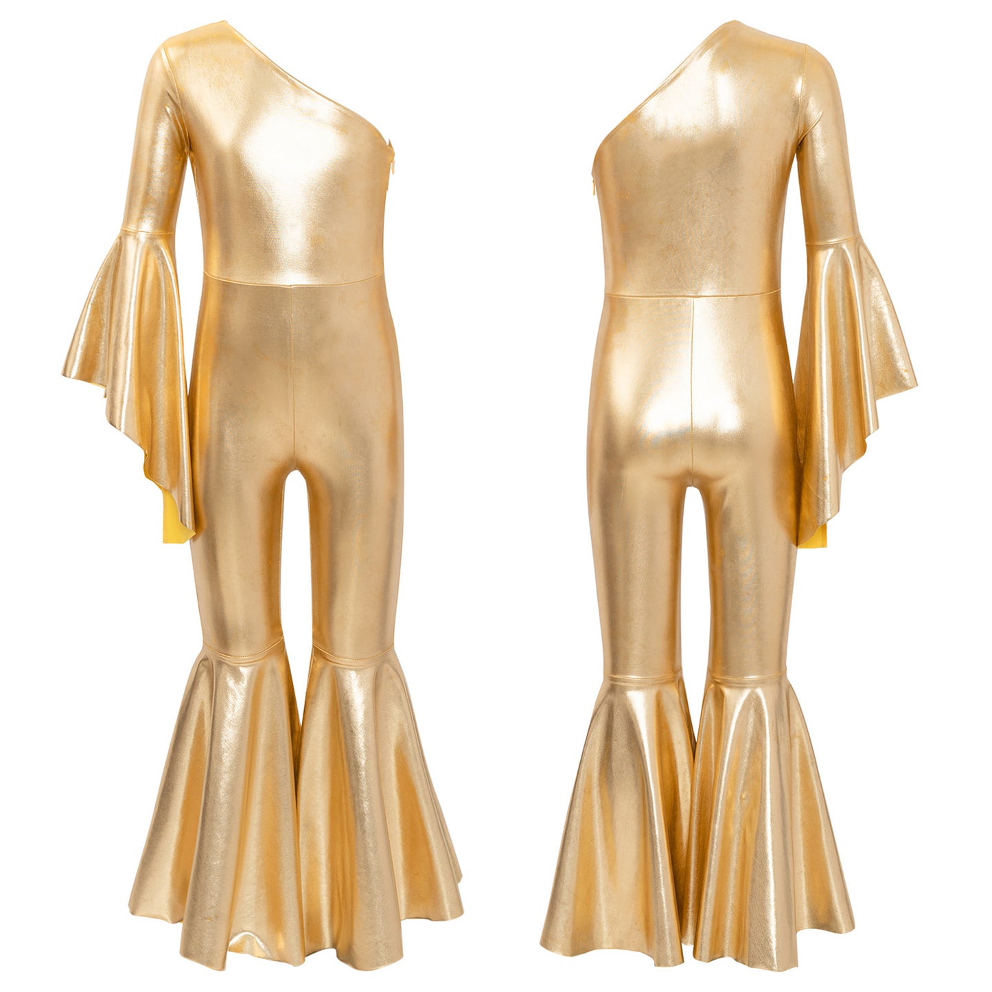 Shiny Halloween Hippie Costume for Kid Girls Sleeveless Sequins Tassels Disco Outfit 70s 80s Prom Flare Jumpsuit Party Costume