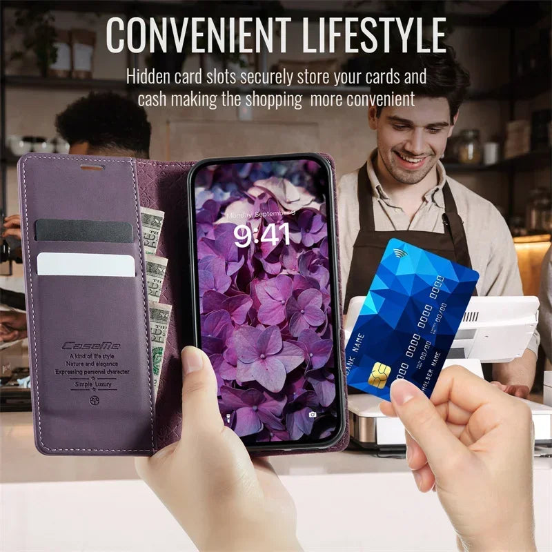 Magnetic Leather Wallet Card Phone Case For iPhone 17E 17 Air 16E 16 Pro Max 15 Plus 14 13 12 11 Flip Wireless Charging Cover
