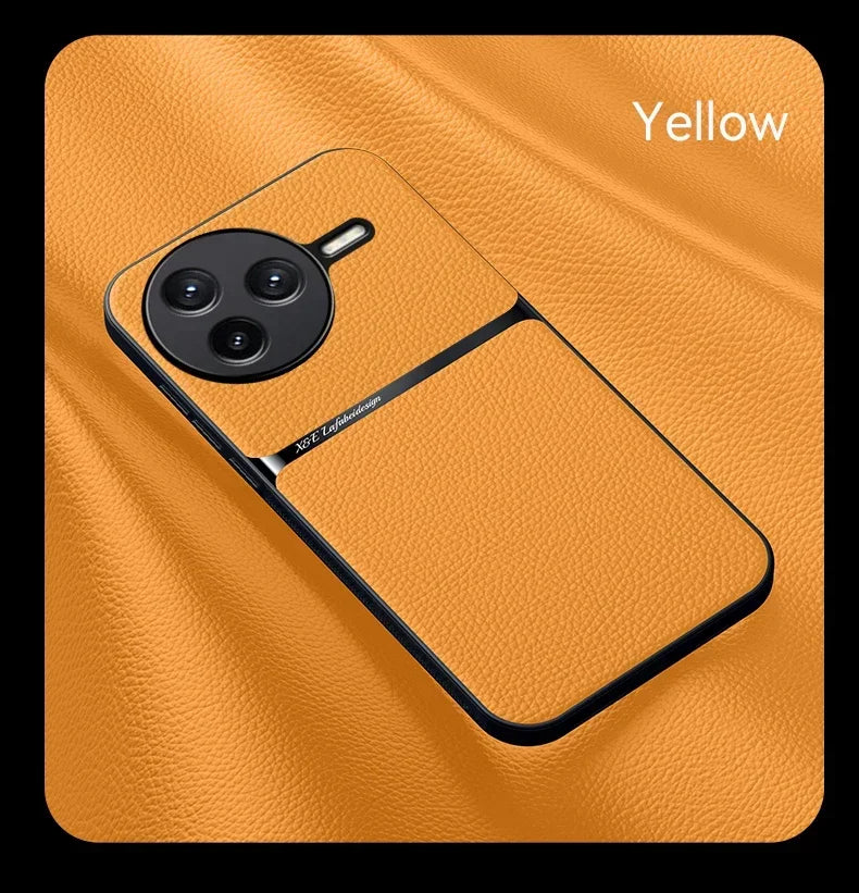 Car Magnetic Hilder Texture Leather Case For POCO F7 Ultra Soft Silicone Protection Shockproof Cover