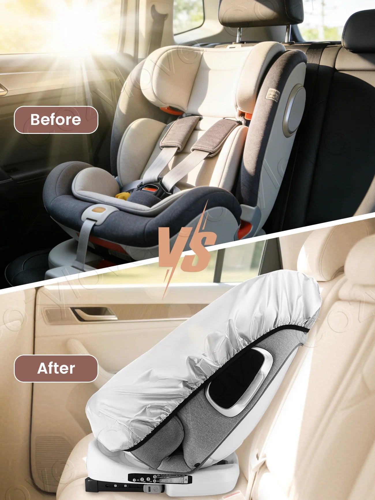 Baby Car Seat Sun Shade Cover | UPF 50+ UV Protection Canopy for Infant Car Seats, Silver