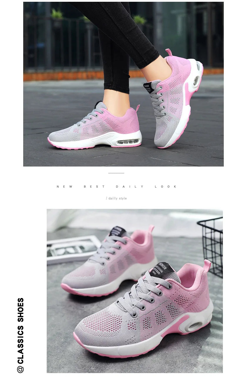 Mesh Women Running Shoes Breathable Casual Shoes Outdoor Light Weight Pink Tenis Sports Shoes Casual Walking Sneakers for Wamen