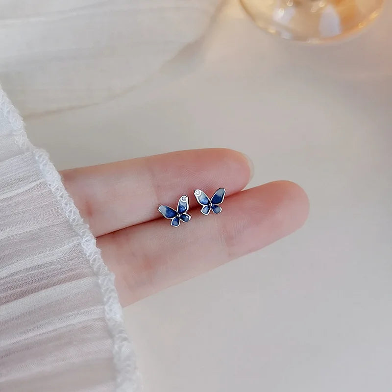 925 Sterling Silver Butterfly Stud Earrings Stylish Exquisite Sweet Style Sophisticated Design High End Earrings for Women