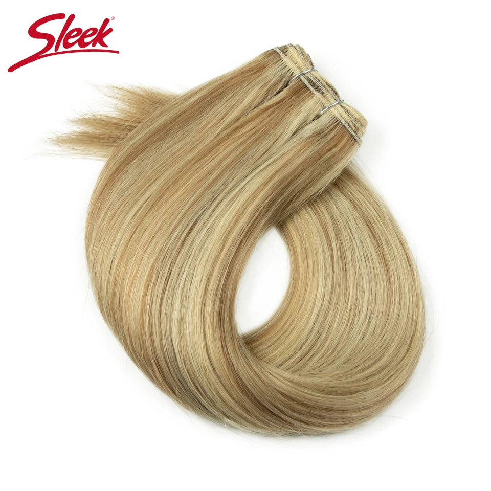 Sleek Peruvian Straight Human Hair Double Drawn Natural Human Hair Weave Bundles Natural Brown #27 #613 Remy Human Hair Bundle