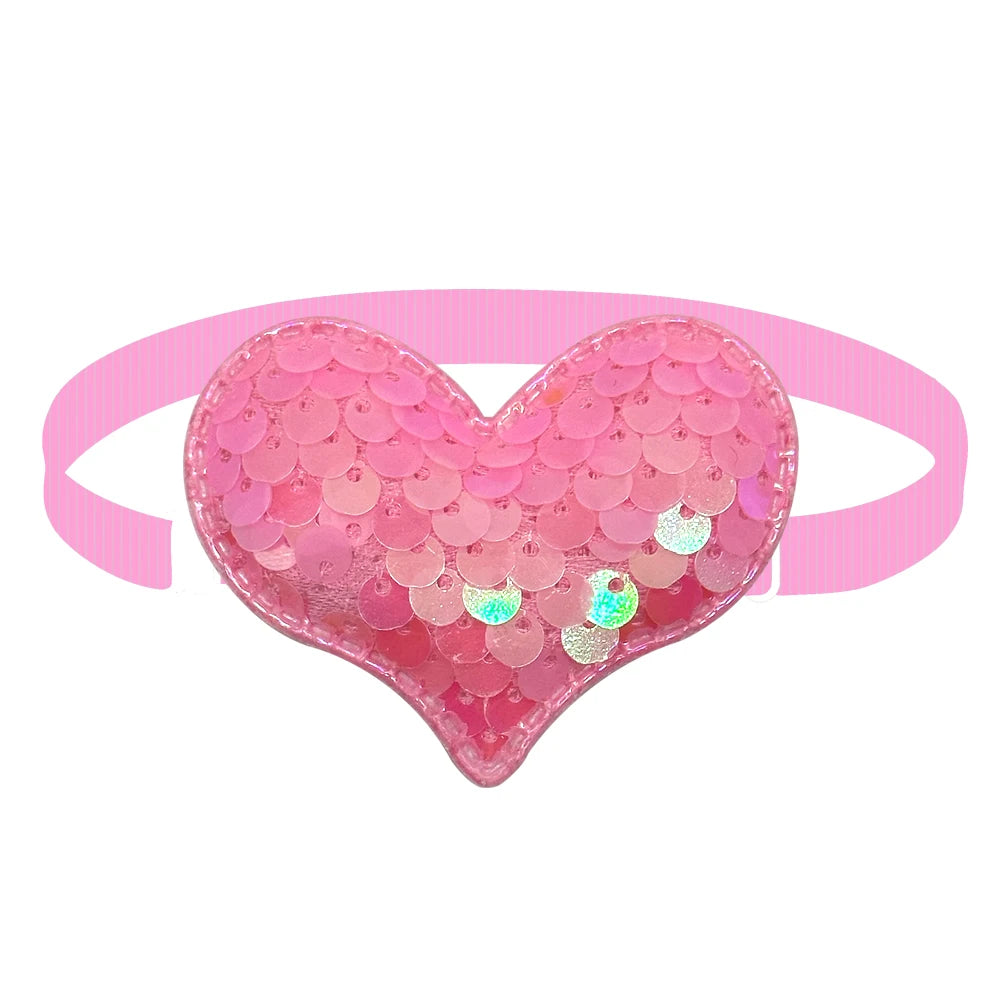 50/100pcs Valentine's Day Small Dog Cat Bowties Collar Heart Style Bling Bow Tie Dog Bows Accessories Pet Cat Grooming Supplies