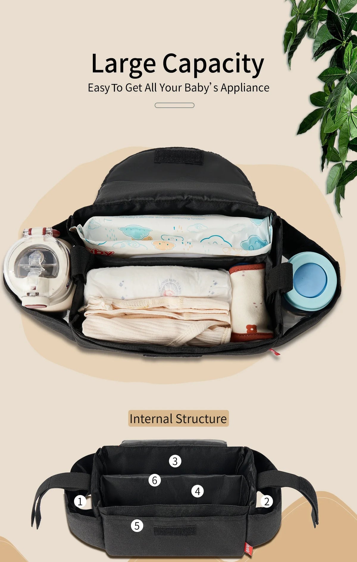 Baby Stroller Bag Pram Organizer Stroller Accessories Stroller Cup Holder Cover Trolley Organizer Pouch Travel Accessories