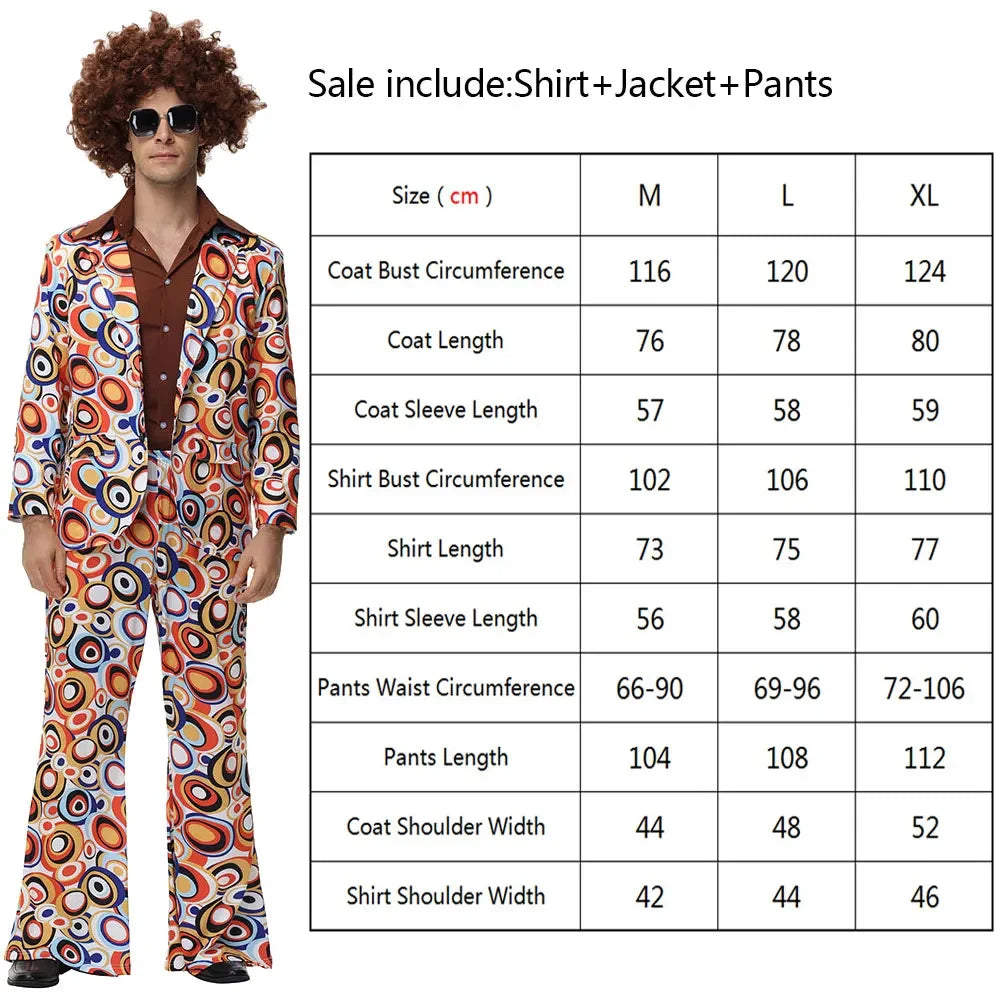 Halloween Party Disco Adult Couples Hippie Costumes Women Male 70s 80s Rock Disco Cosplay Outfits Dance Fantasia Costume