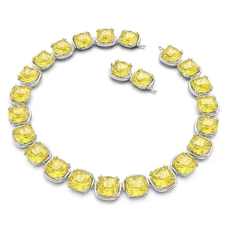 Original 2025 New Trend Fine Jewelry Set Charm Gold Candy Crystal Fashion Necklace Bracelet Earring for Women's Anniversary Gift