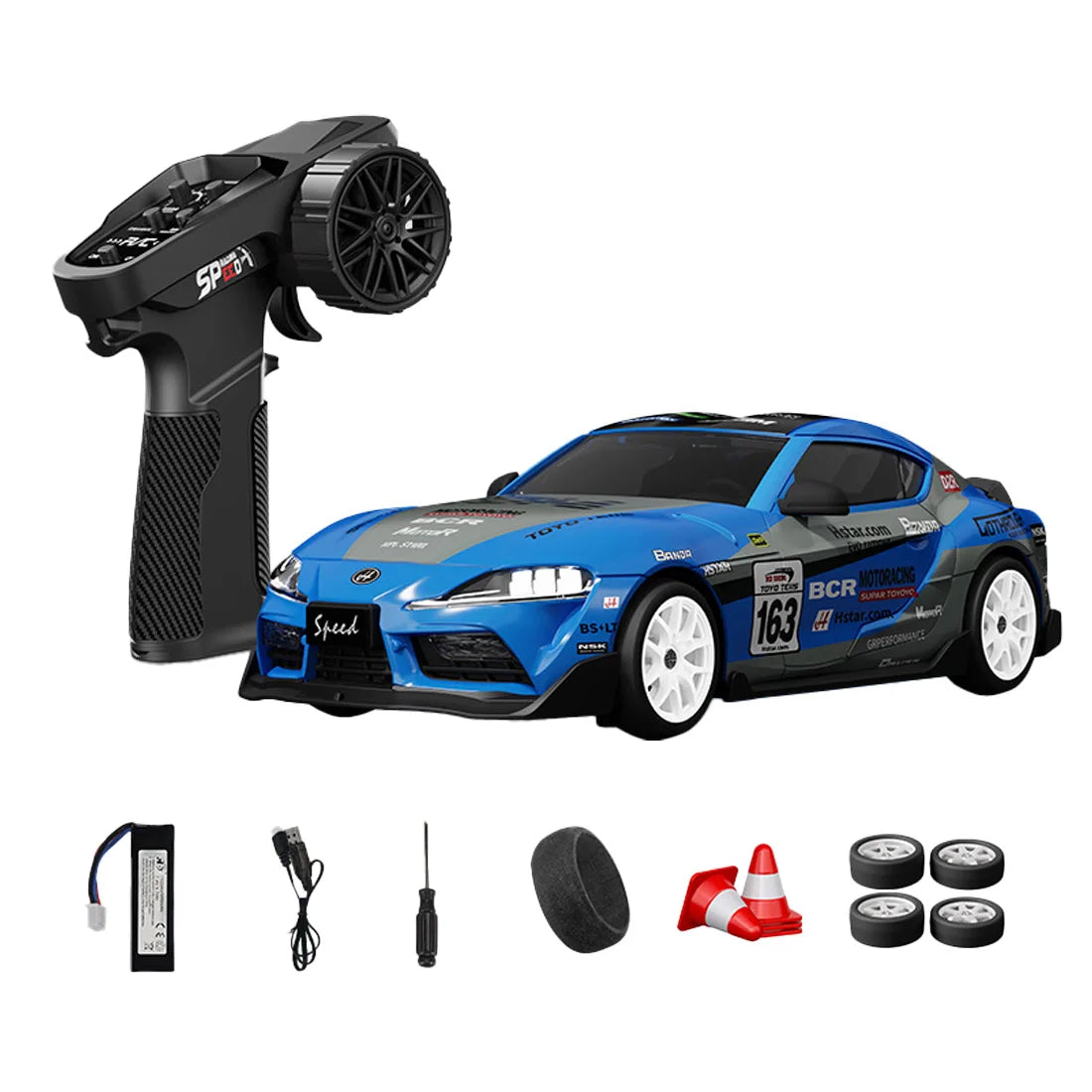 D24 1:24 RC Drift Car 4WD Proportional High Speed Racing Vehicle with ESP Gyro Underglow LED Dual Tires Remote Control Sport Car