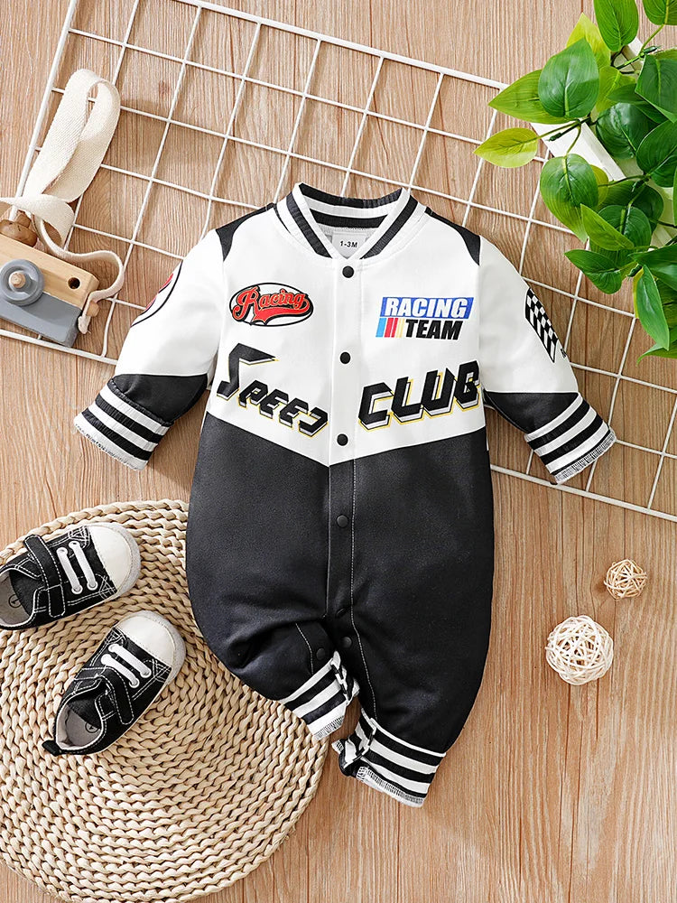 Newborn Clothes Outdoor Racing Clothes Comfortable And Soft For Boys And Girls Spring And Autumn Long Sleeved Baby Jumpsuit