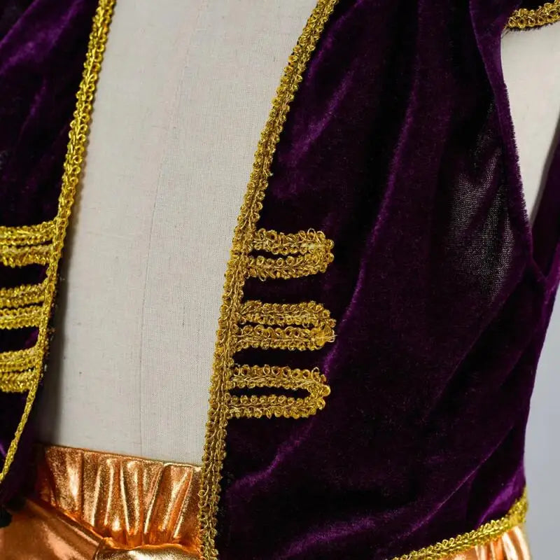 Boys  Arabian Prince Costumes Suit Halloween Party Stage Performance Outfits Kids Vest Pants Belt Street Wear Clothes