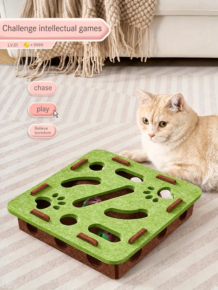 Cat Self-Entertainment Boredom Buster: Interactive Maze Box with Scratching Board Cat Tree and Sound Toy for Different Scenarios