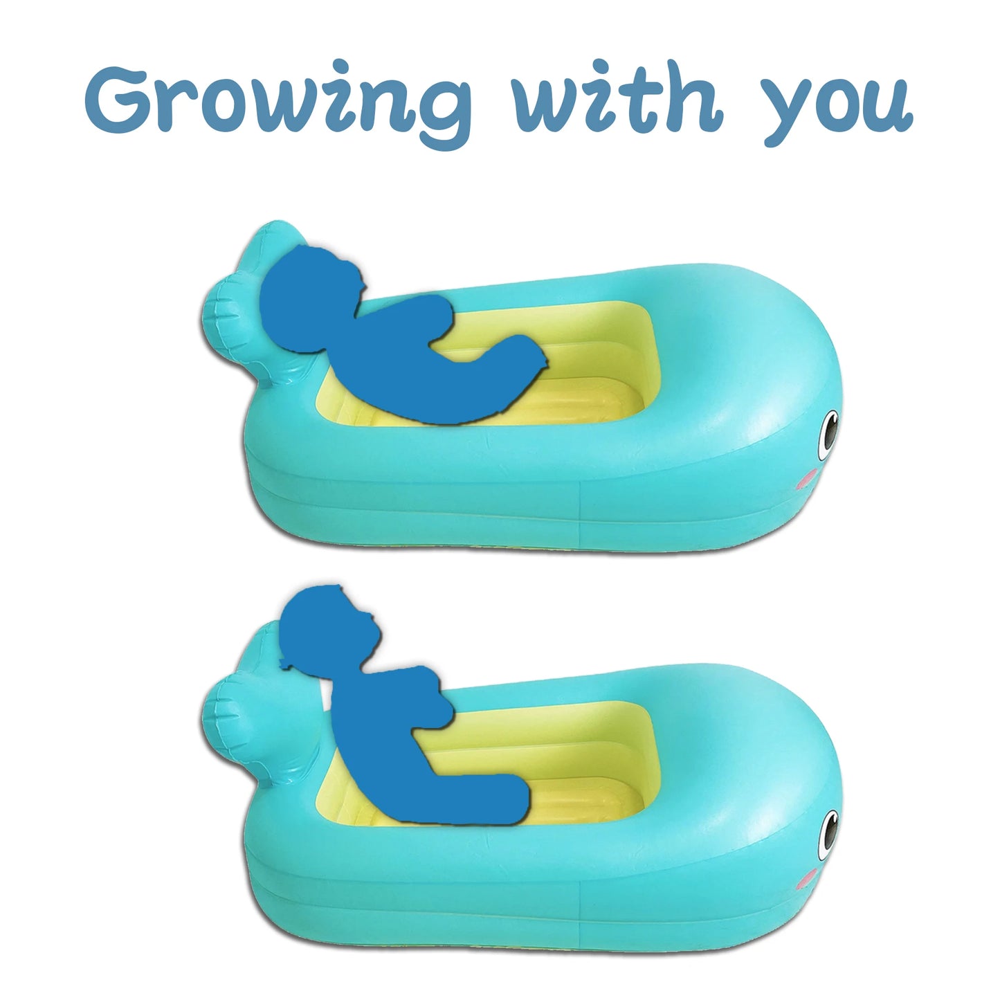 Inflatable Bathtub Pool for Sitting up, Blow up Portable Non-slip Baby Toddler Bathtub for Kids 0-6 Month, Yellow