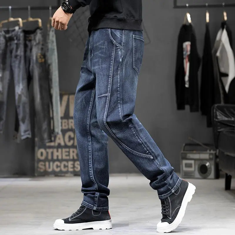 Summer Designer Clothes High Quality Punk Harajuku Fashion Casual Plus Size Slim Fit Denim Jeans for  2025 Cowboy Pants for Men