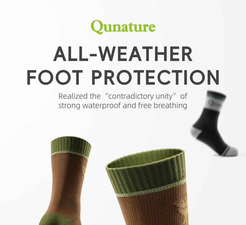 Qunature Four-Season Waterproof Socks Breathable Outdoor  Sport Socks Hiking Cycling Cross Country Running Skiing Windproof Sock