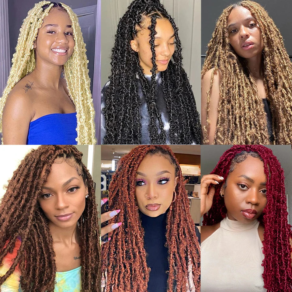 18 24 Inch Butterfly Locs Crochet Hair Extensions Synthetic Distressed Butterfly Soft Locs Crochet Braids Hair for Black Women