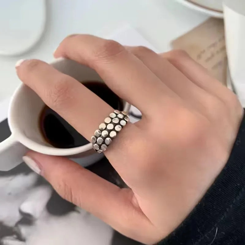 VENTFILLE 925 Sterling Silver Geometric Line Cross Wrap Open Ring For Women Gift Irregular Punk Adjustable Jewelry Dropshipping