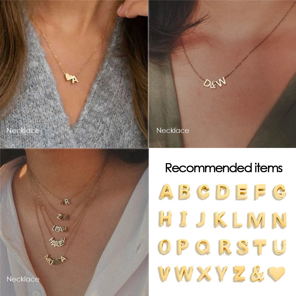 EManco 10PCS Minimalist Style Stainless Steel 26-Letter Pendant for Custom Name Jewelry Commute Social Casual Fashion Accessory