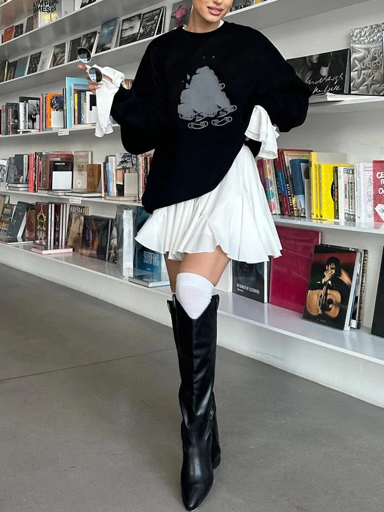 Summer White Women's Mini Skirt A-line High Waist Sexy Cute Ruffle Vintage Tennis Skirt Elastic Waist Tutu Short Skirts Women