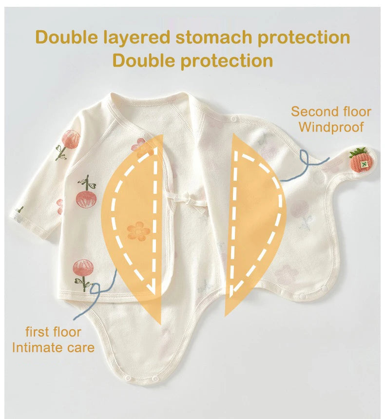 Ircomll 2 pcs Spring and Autumn Newborn Bodysuit Cotton Long Seeve Clothes Infant Clothing Pajamas Overalls for Girls&Boys 0-6M