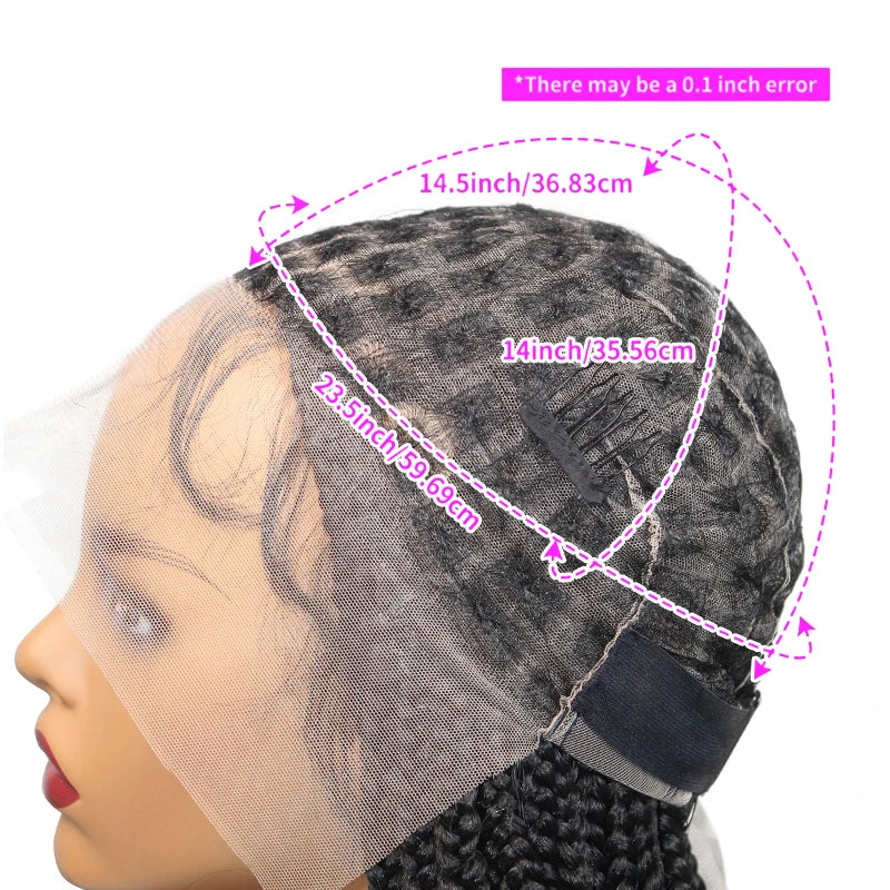 36" Knotless Box Braided Wig African black Women wig Full Lace Synthetic Braiding Hair Long Senegalese Twists wig Baby Hair