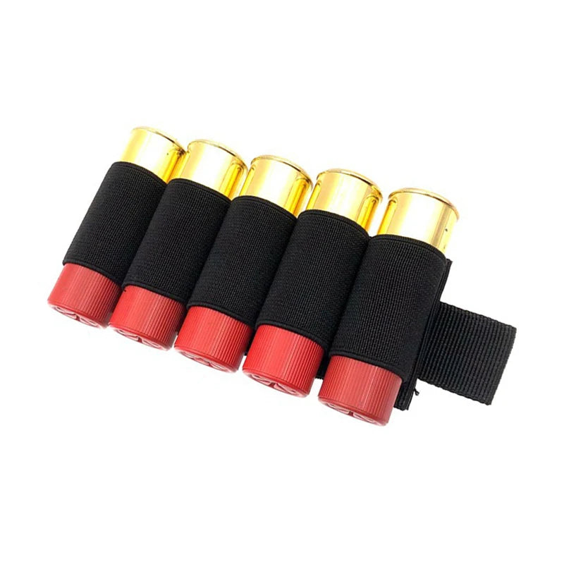 Tactical Hunting Ammo Holder 5 Rounds Shell Holder Bullet Bag Adhesive Patch for Rifle 12GA Shotgun Hunting Gun Accessories