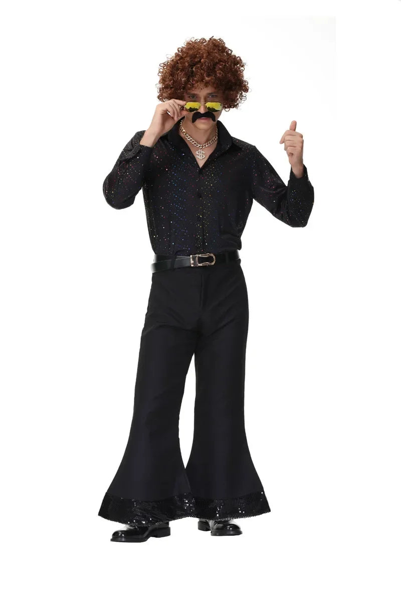 Halloween 70's Disco Couple CostumeCosplay Costumes Vintage 80's Hippies Costume Men Women Music Festival Party Outfits