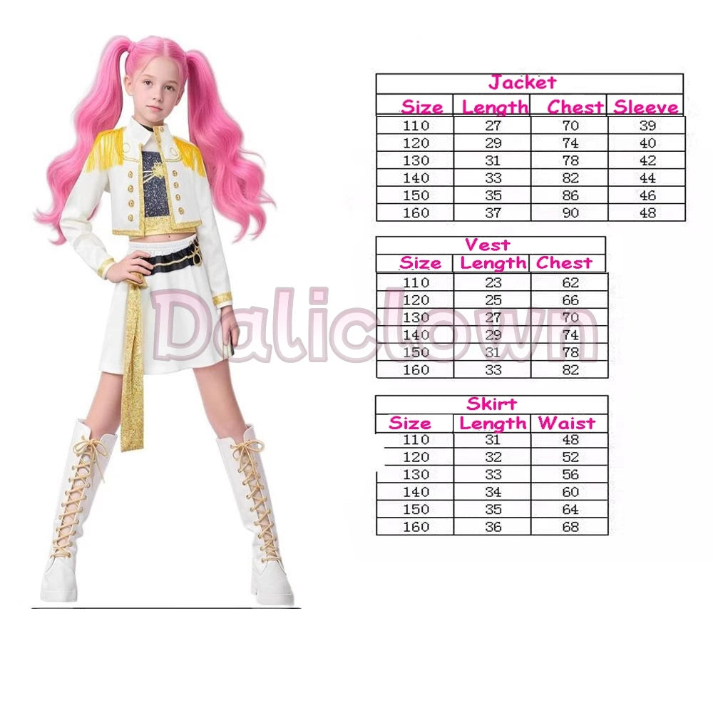 Cool Girl Cosplay Golden Costume Kids 3D Print Idol Group Singing Stage Performance Costume Child Halloween Party Clothes Suit