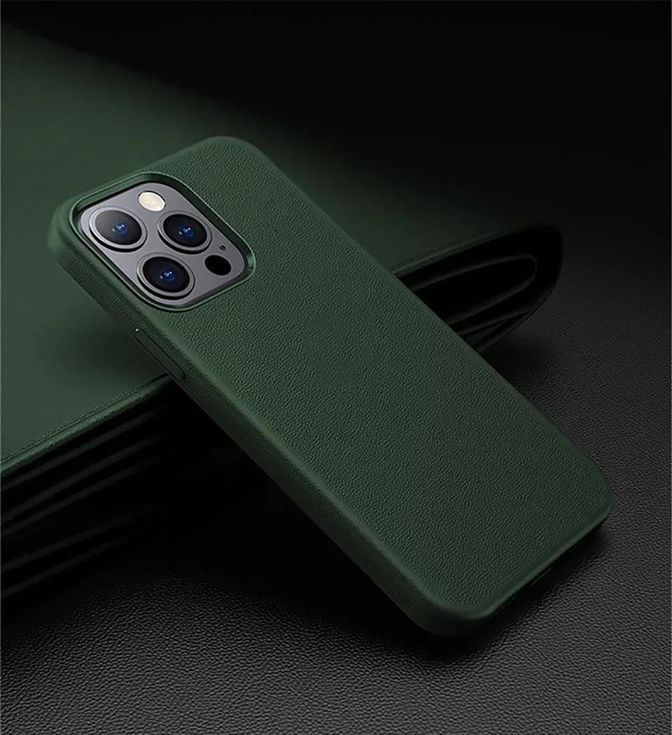 Official Quality Leather for Magsafe Case for IPhone 17 Pro Max 16 15 14 13 Pro Max Air Original Magnetic Charging Case