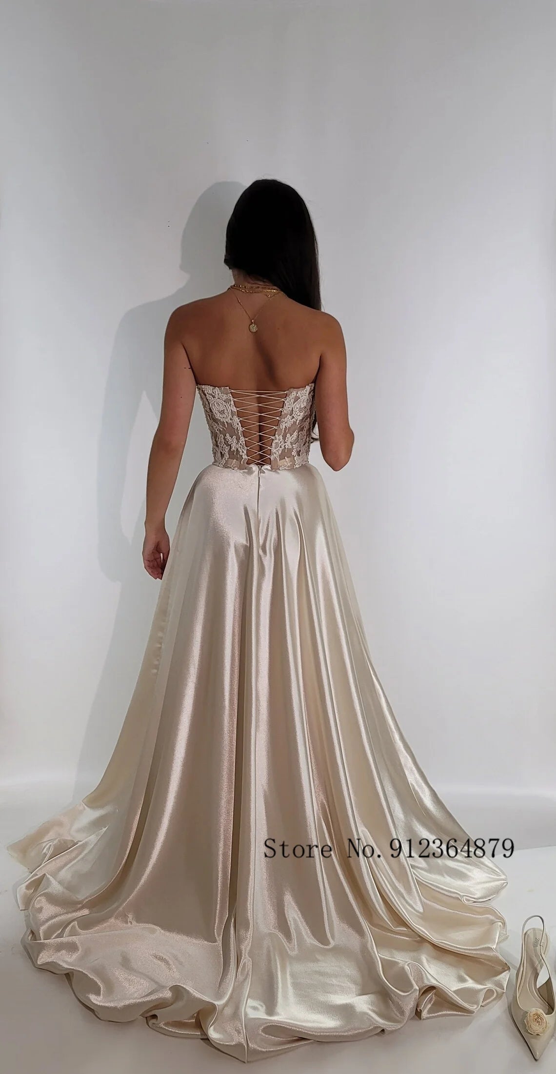 Modern Off Shoulder Beaded Lace Corset Wedding Dress with Satin Skirt and Train, Basque Waist Bridal Gown,