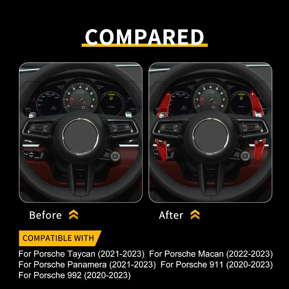 Car Steering Wheel Shift Paddles Shifter Carbon Fiber Gear Plate For Porsche Taycan Panamera Macan 911 992 Interior Trim