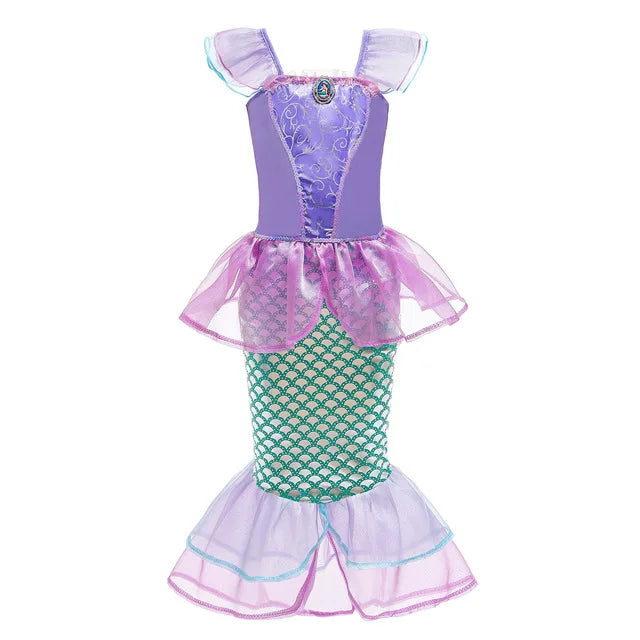 Halloween Birthday Carnival Princess Costume Dress Elsa Anna Snow White Aurora Moana Rapunzel Mermaid Belle for Girls 2-8Y