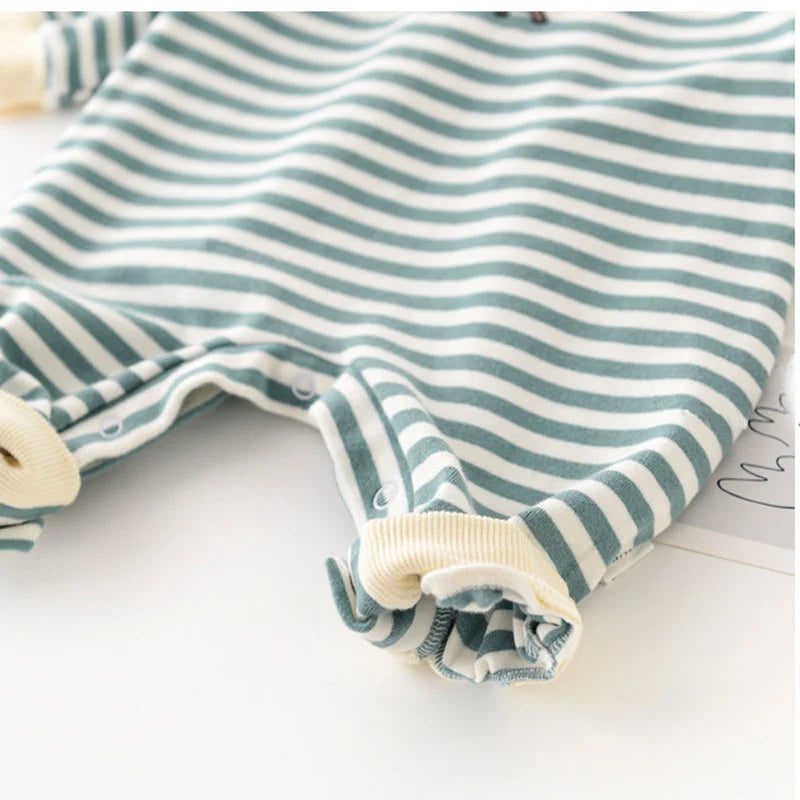 Baby Clothes Striped Cotton Newborn Boy Rompers Dinosaur Embroidery Toddler Jumpsuit