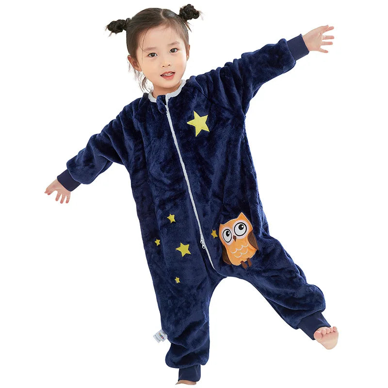 Kawaii Girls Pajamas Winter Purple Rabbit Onesie Hooded Plush Kigurumi Jumpsuit Blanket Sleeper Warm Overall Kids Nightwear Pjs