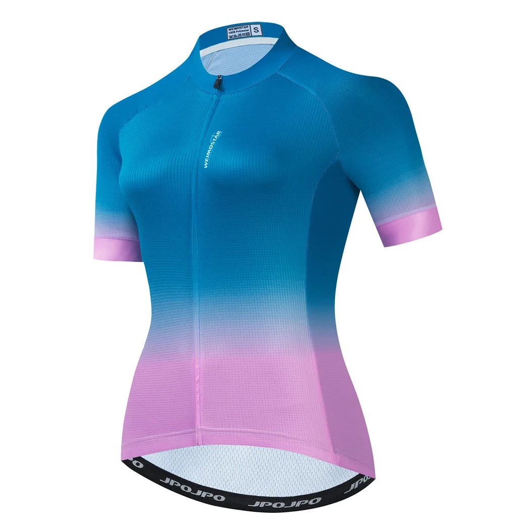 Blue Black Womens Cycling Jersey Pro Team Cycling Clothing Summer MTB Bike Jersey Breathable Bicycle Shirt Maillot Ciclismo