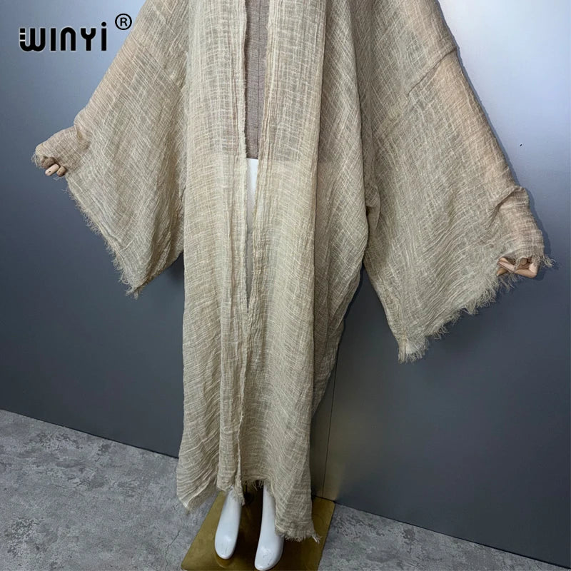 WINYI Women's Soft Cardigan Boho Maxi Dress Comfortable Loose beachwear Cover Up Kimono abaya dubai luxury  Party Africa Style