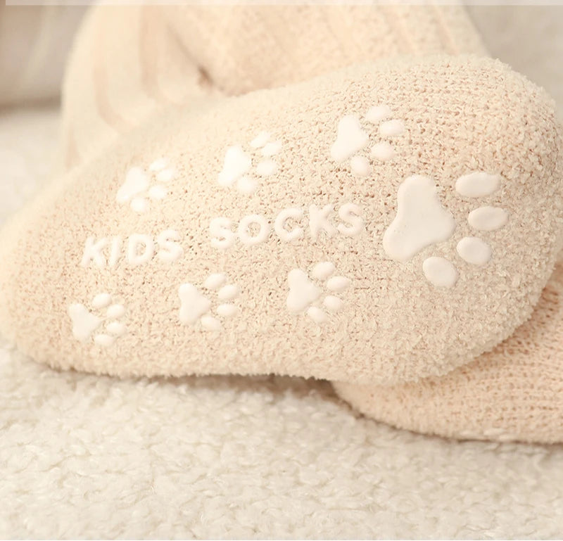 Winter Children Socks Non-slip Baby High Tube Socks Warm Plush Thicken Toddler Boys Girls Middle Tube Sock for 0-4 Year