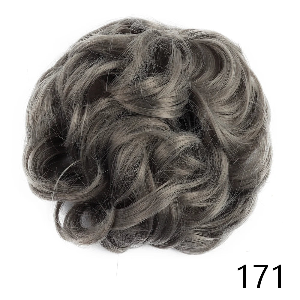 Synthetic Hair Bun Wig Donut Wavy Elastic Rubber Scrunchie Hair Pieces Ladies Ponytail Hair Extension Curly Wrap