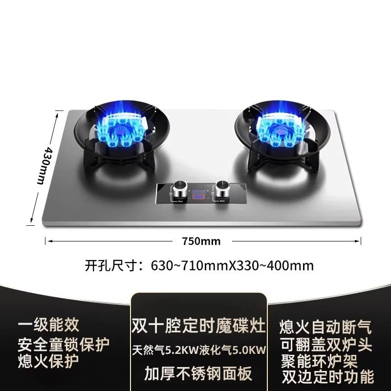 Gas stove, double burner, household LPG tabletop/natural gas stove, high-power built-in gas stove