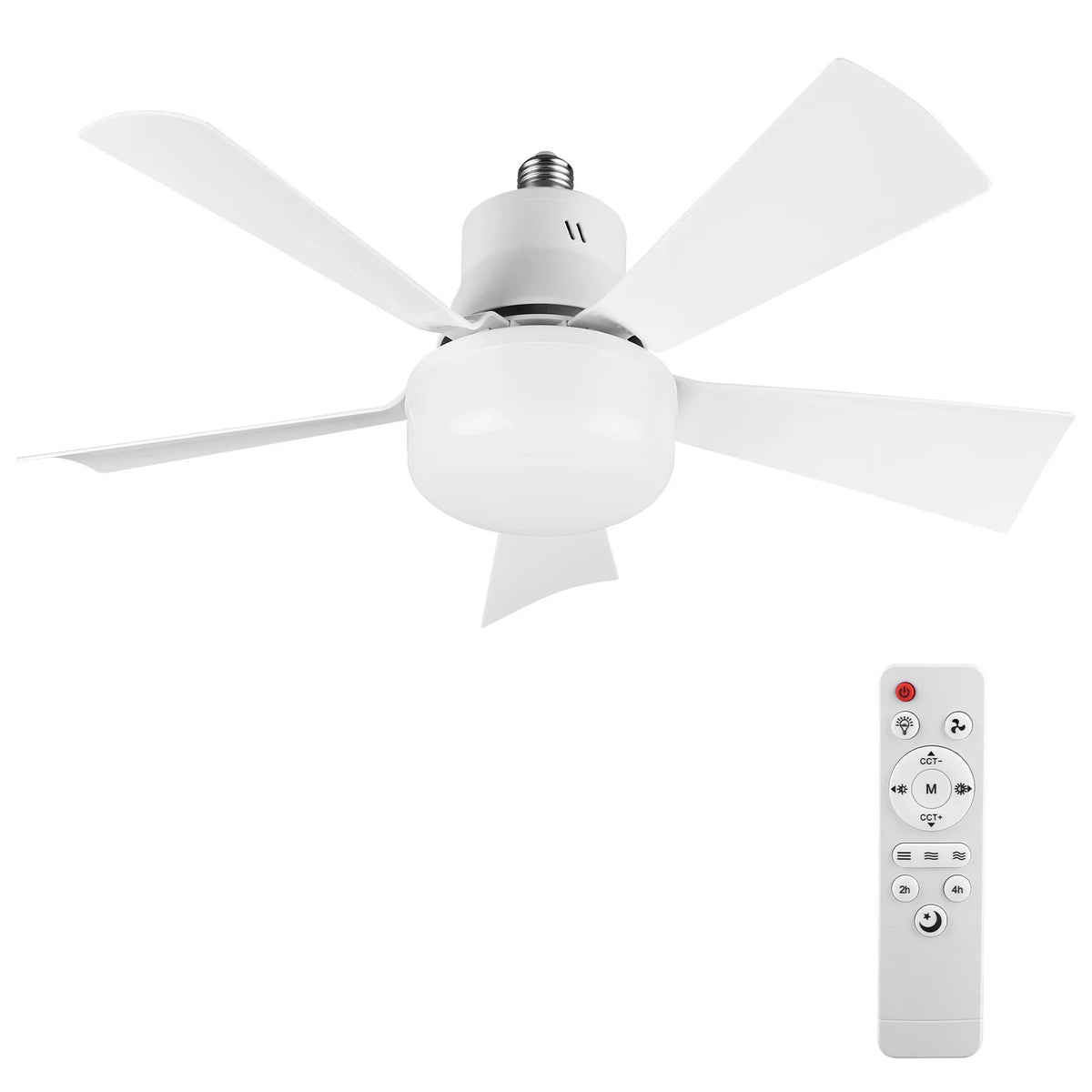 2-in-1 Socket Ceiling Fans Lights with Remote Control Timing 3 Speed Adjustable for Bedroom Kitchen Office Home for Living Room