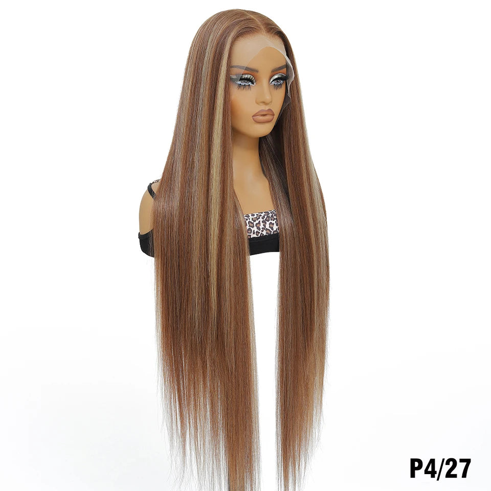 Highlight 13x6 Synthetic Lace Frontal Wigs For Women 40 Inch Long Silky Straight Lace Front Wigs High Quality American Afro Wigs