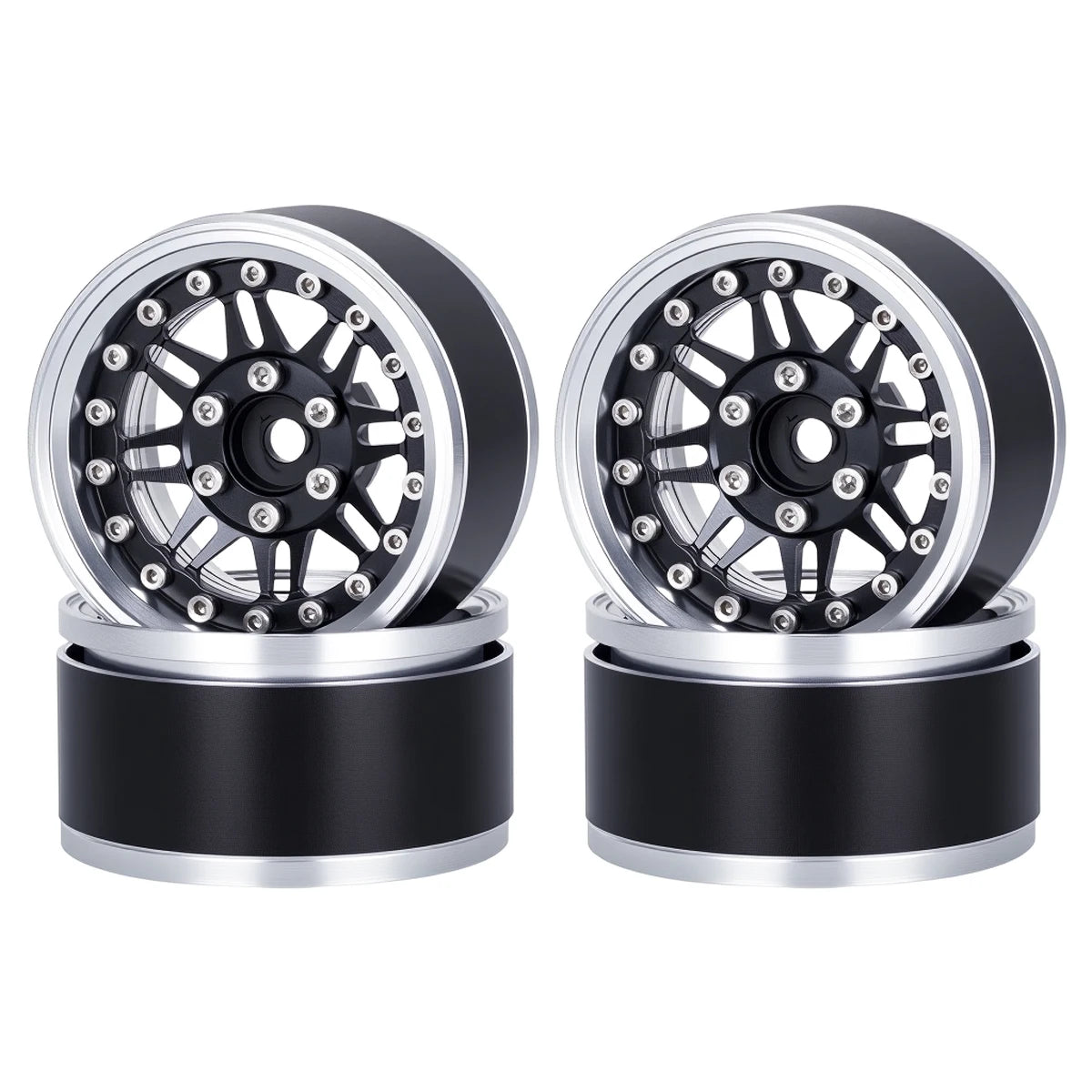 4Pcs 1.9 Aluminum Beadlock Wheel Rims Adjustable Offset 12mm Hex for 1/10 RC Crawler Car TRX4 TRX6 SCX10 90046 GEN7 8 D90 Parts
