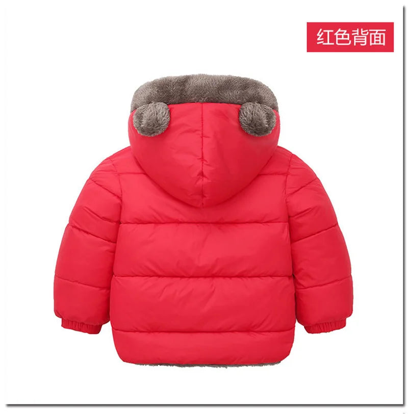 Baby Boys Girls Jacket Hooded Cotton Outerwear Children's Thick Fleece Coat Cashmere Padded Jackets Winter Boys Girls Warm Coats