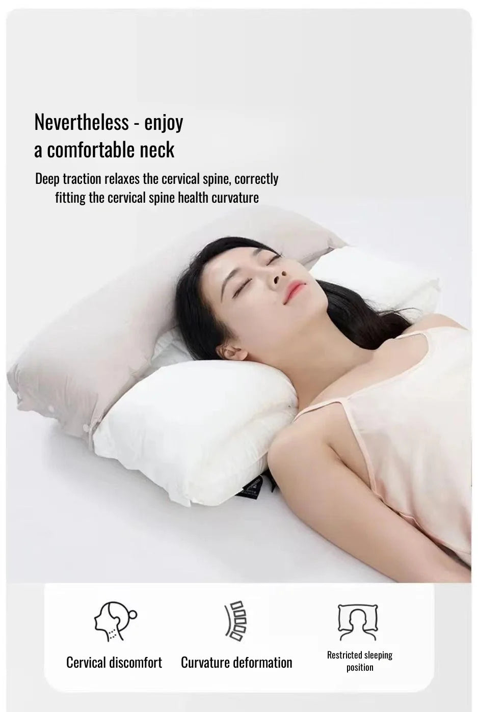 Cotton Two-Way Relaxing Neck Support Pillow, No Pressure On Face And Ears, Help Sleep Pillows