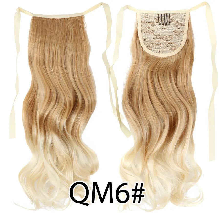 Synthetic Ponytail Long Straight Wrap Around Ponytail Hair Extension Heat-Reistant Fiber Pony Tail Fake Hairpieces For Women