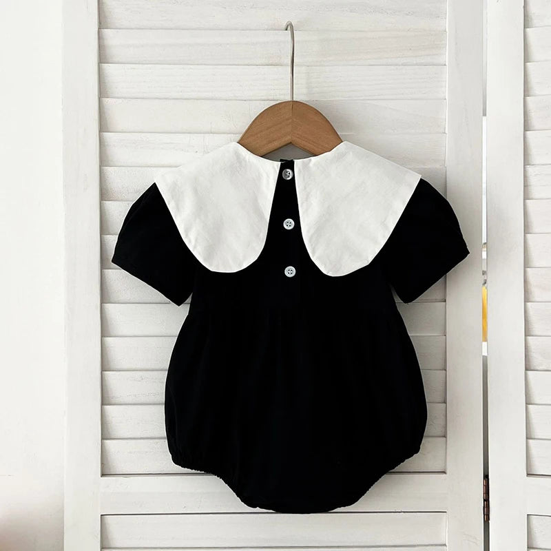 New Baby Girls Clothing Summer Infant Baby Girls Jumpsuit Retro Short Sleeve Cotton Embroidery Bow Newborn Baby Girls Bodysuits