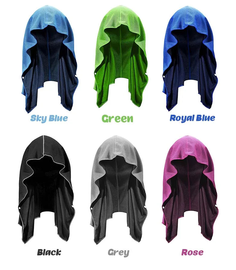 Cooling Hoodie Towel- Hood Towel, Evaporative Cool Technology, Cools Instantly When Wet, , Great for Sports, Fitness, Gym