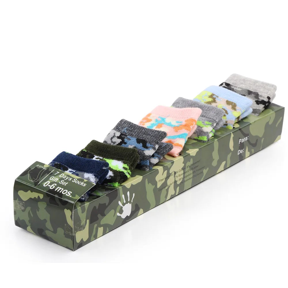 7 Pairs Set for Baby Socks Soft Cotton Cute Animal Smile Face Spring and Autumn for 0-6 Months Toddler Boys and Girls W0040W0052